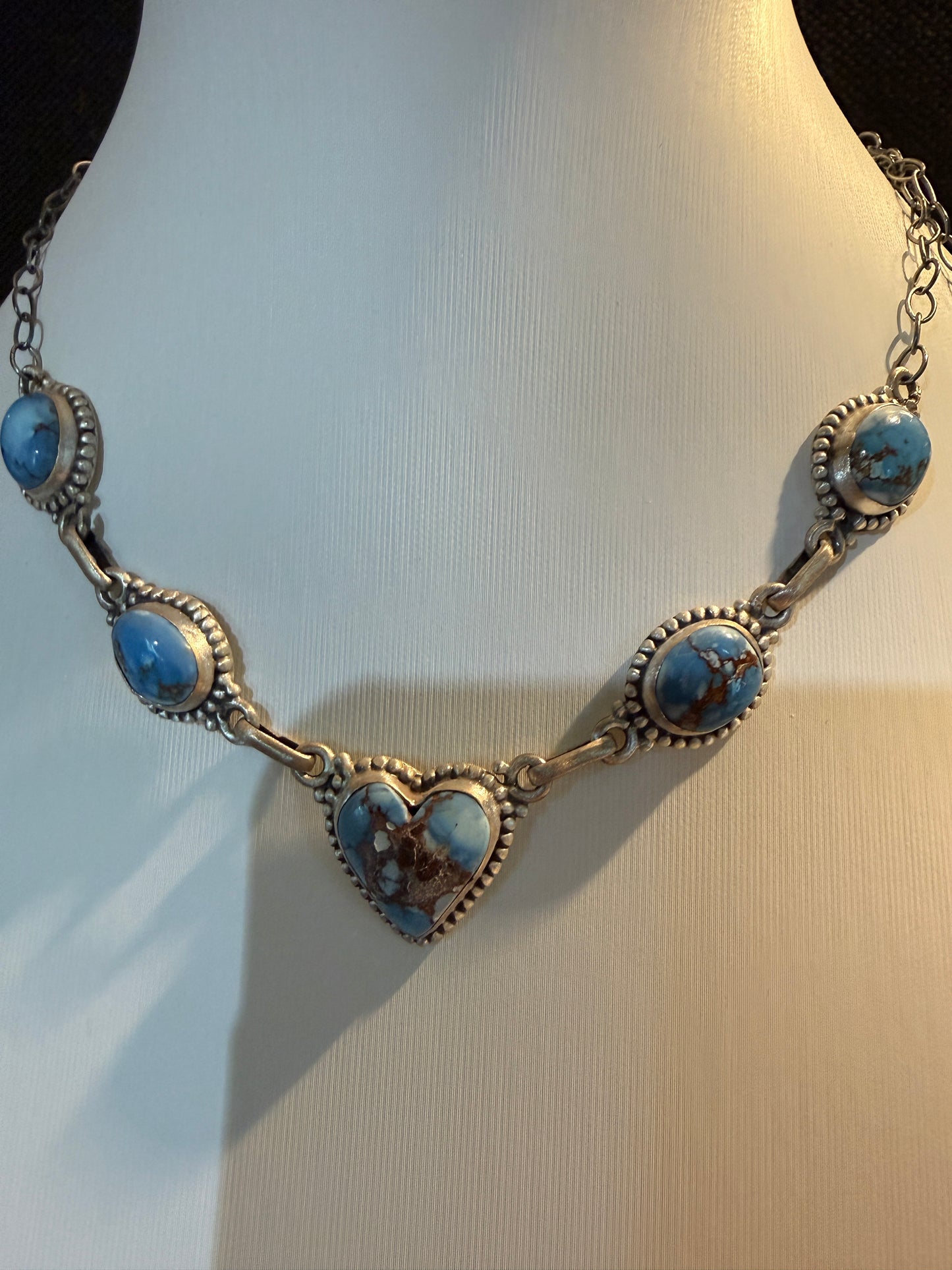 Golden Hills Turquoise Gemstone Choker Necklace in Sterling Silver, 16 Inch Wild West Boho
