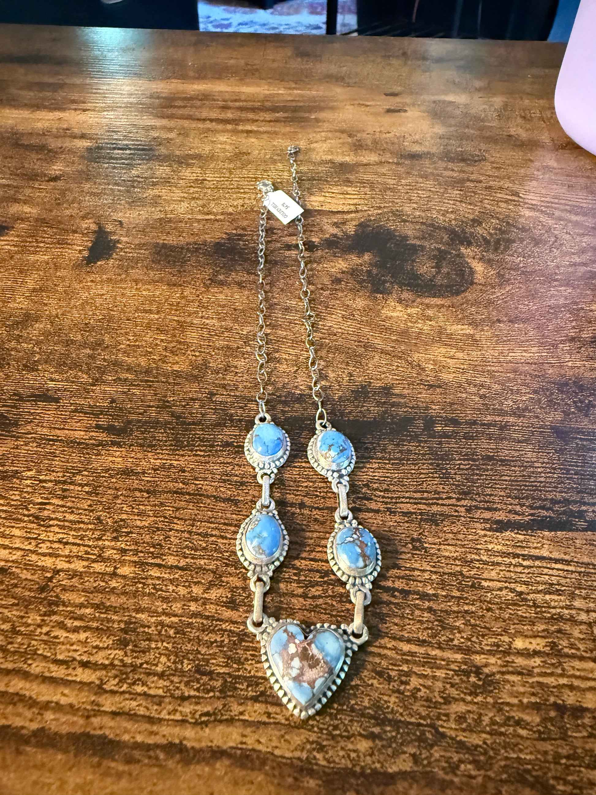 Golden Hills Turquoise Gemstone Choker Necklace in Sterling Silver, 16 Inch Wild West Boho