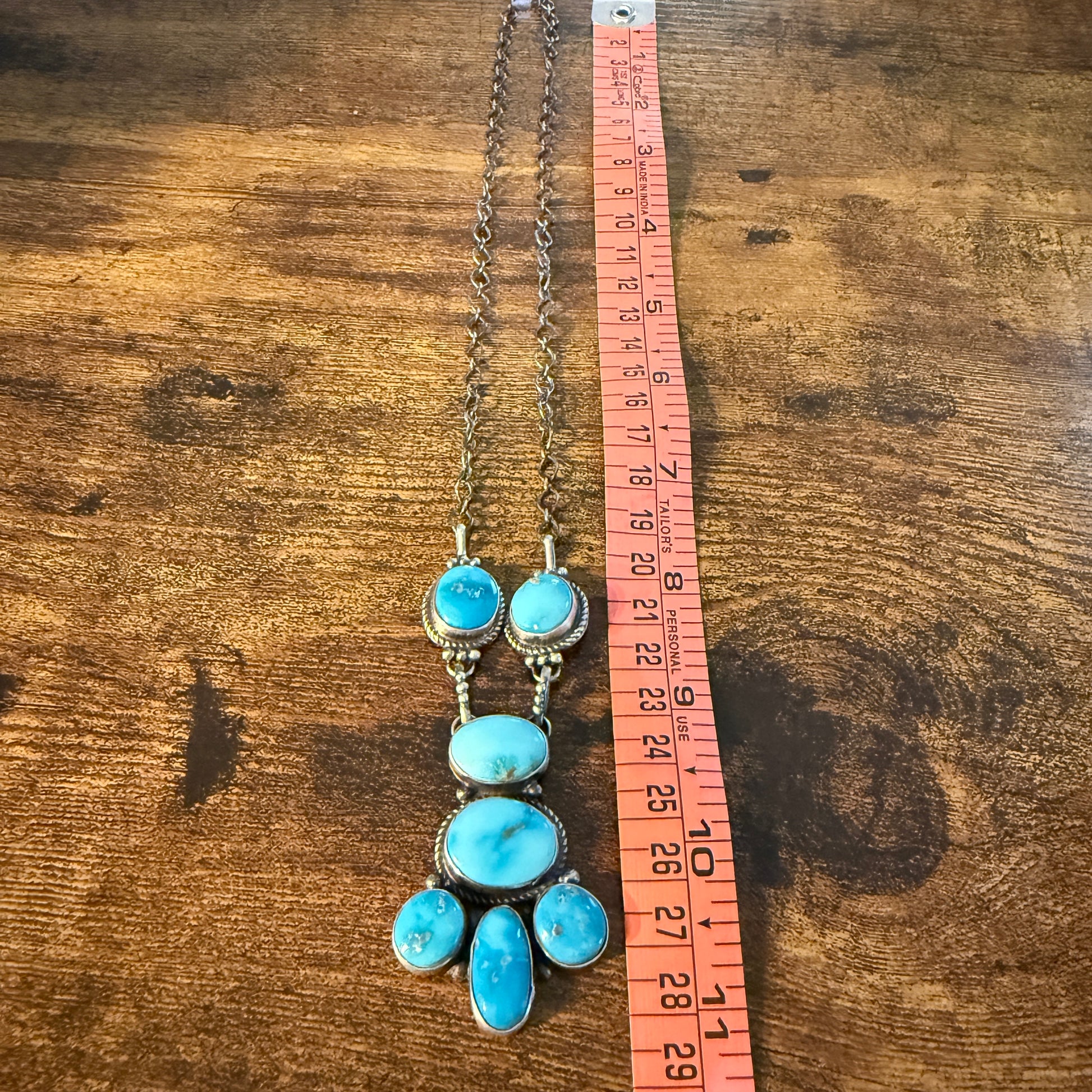 Blue Ridge Turquoise Gemstone Choker Necklace in Sterling Silver, 20 Inch Chain Wild West Boho