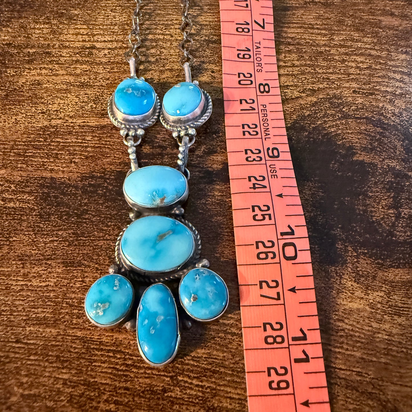 Blue Ridge Turquoise Gemstone Choker Necklace in Sterling Silver, 20 Inch Chain Wild West Boho