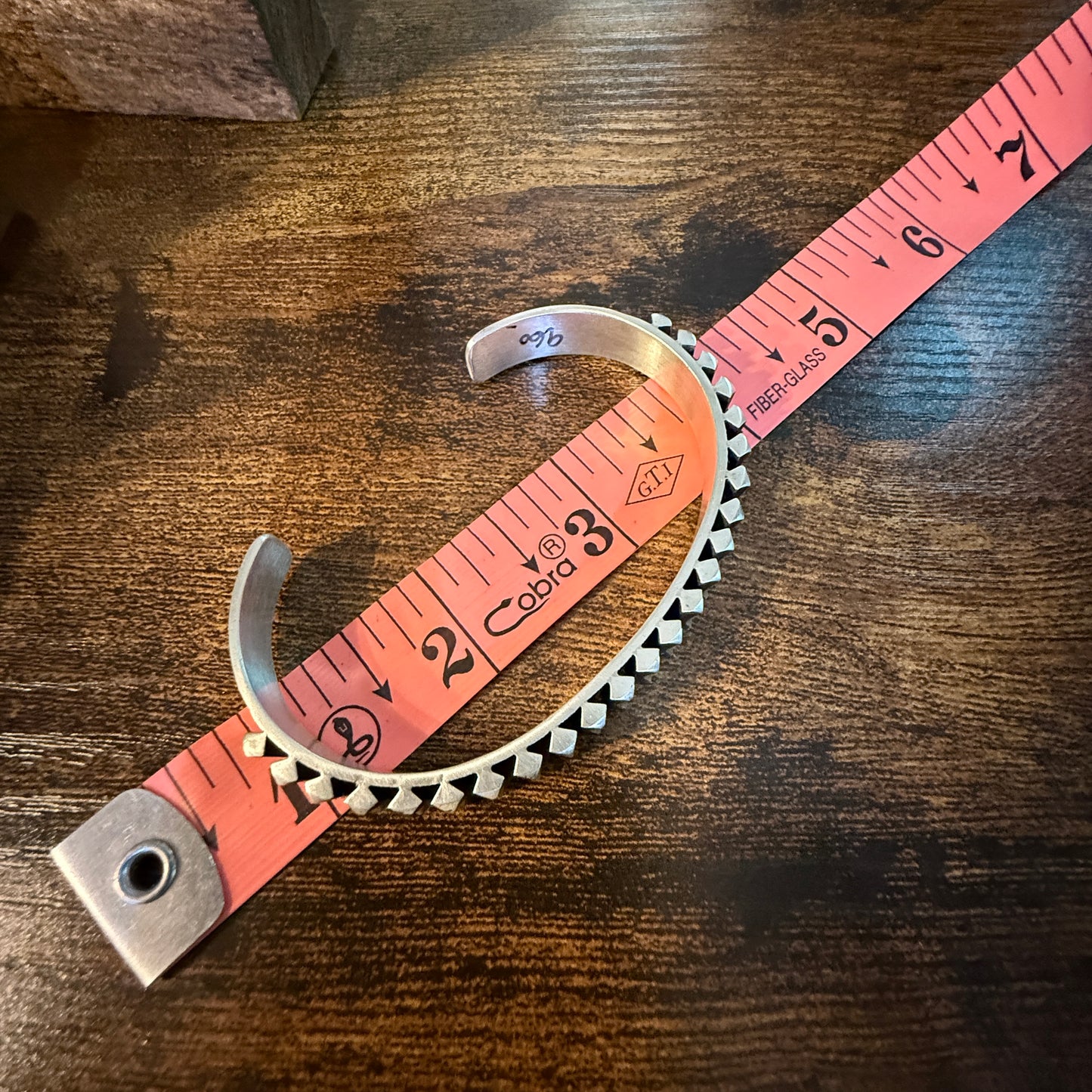 Native Handmade L. Tahe Thick Sterling Silver Cuff Bangle Size Large Wild West Boho