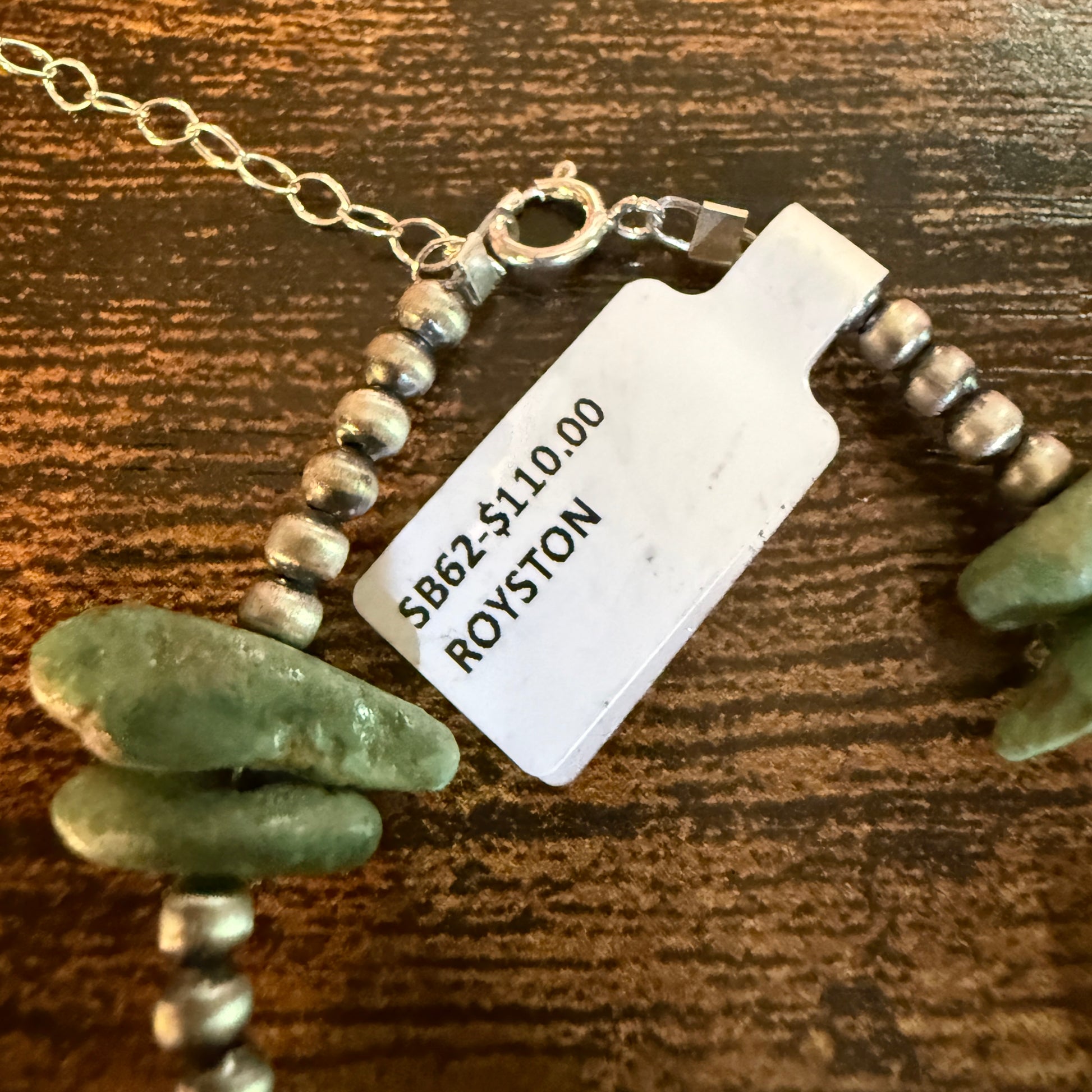 Royston Turquoise Chip Sterling Silver 3mm Desert Pearls Bracelet, Small Wild West Boho