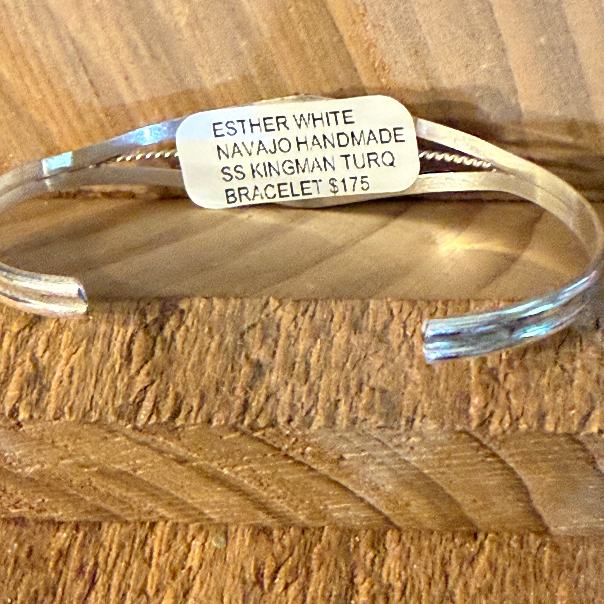 Ester White Navajo Handmade Kingman Turquoise Cuff Bangle in Sterling Silver, Size Small Wild West Boho