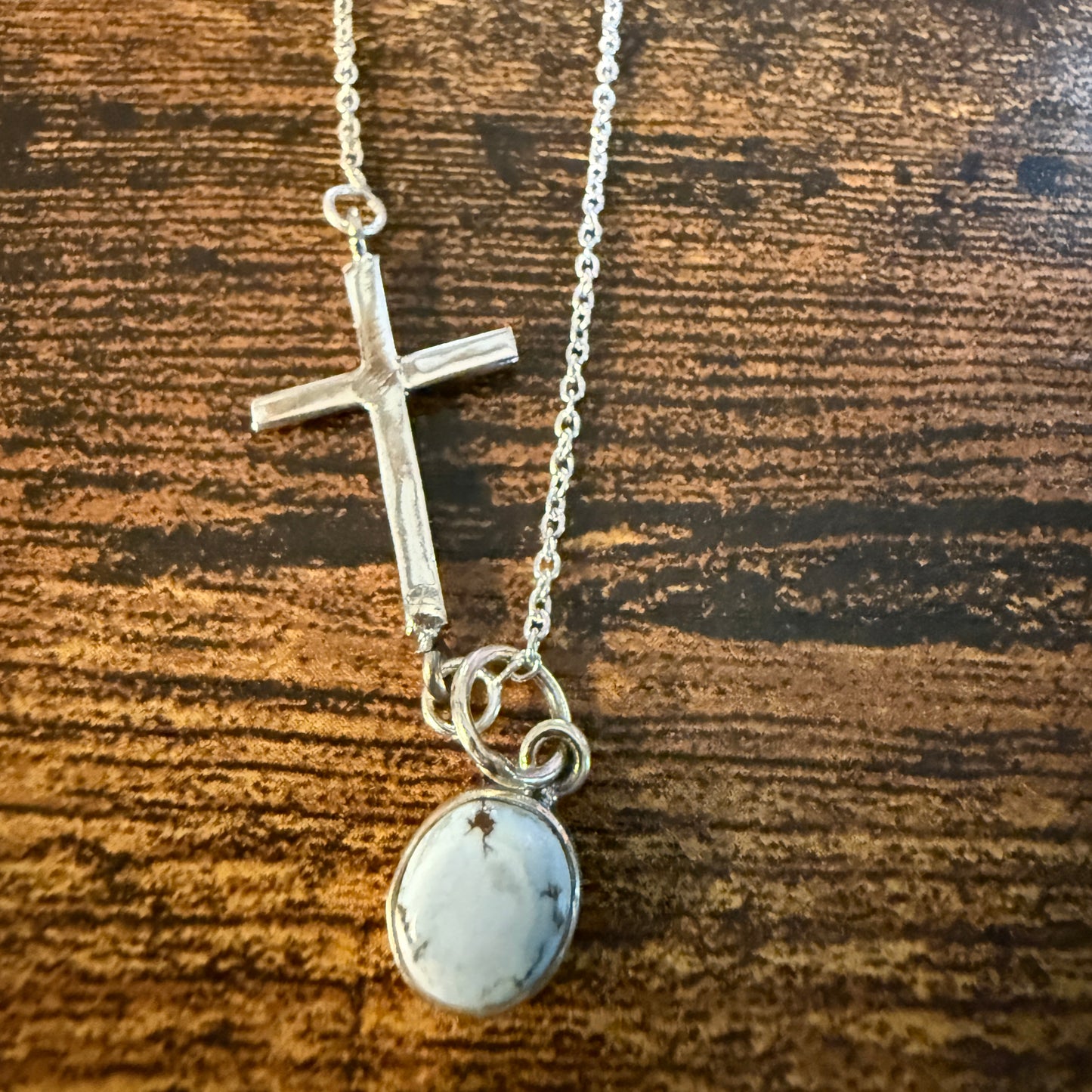 Palomino Turquoise Cross Religion Chain Necklace in Sterling Silver, 16 Inch Chain W/Extender Wild West Boho