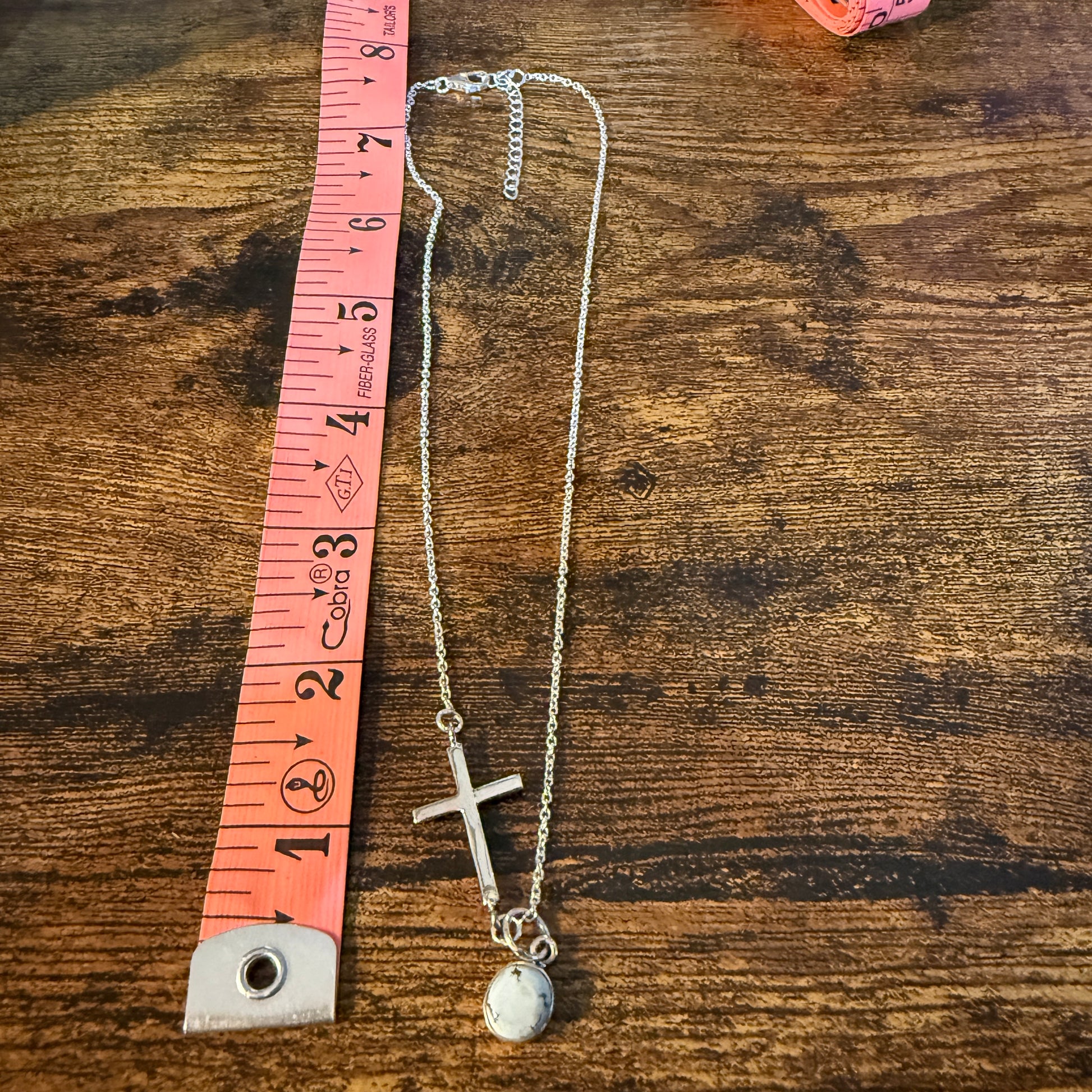 Palomino Turquoise Cross Religion Chain Necklace in Sterling Silver, 16 Inch Chain W/Extender Wild West Boho