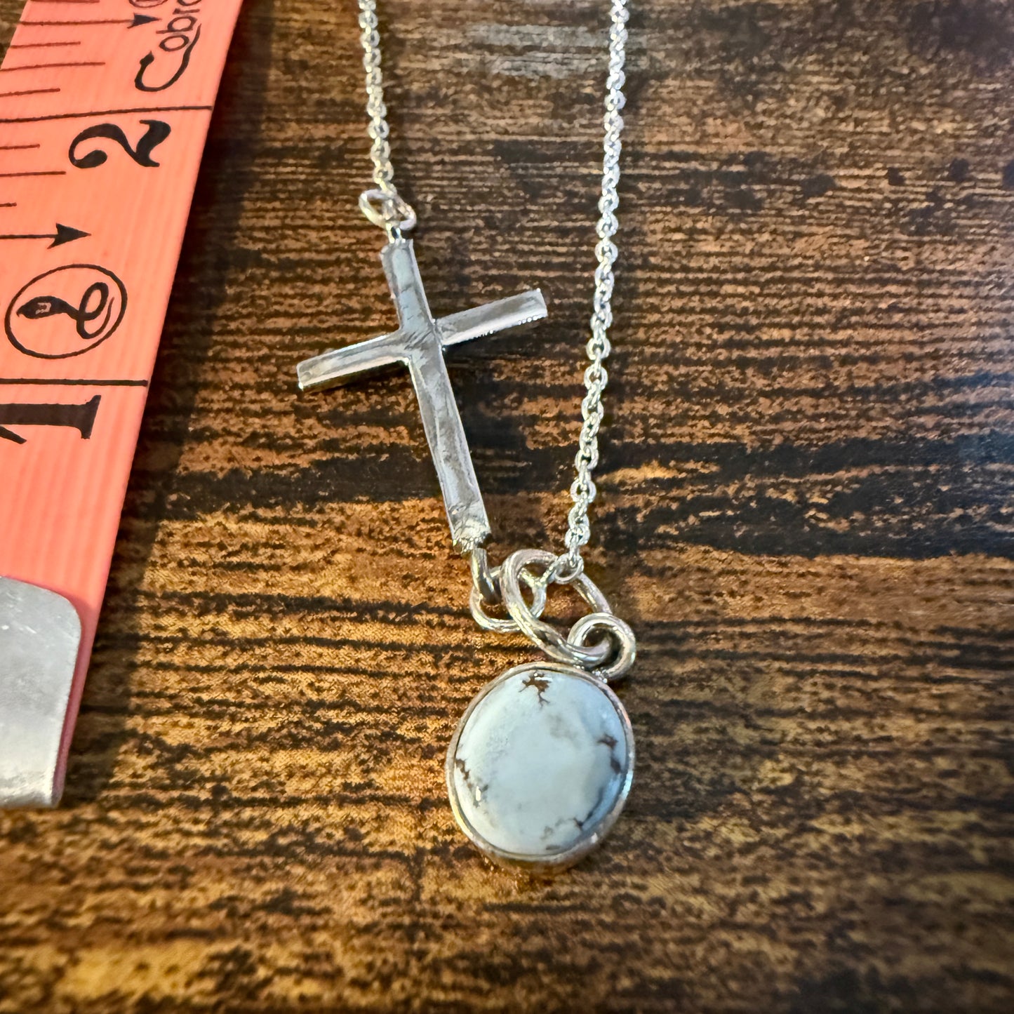 Palomino Turquoise Cross Religion Chain Necklace in Sterling Silver, 16 Inch Chain W/Extender Wild West Boho