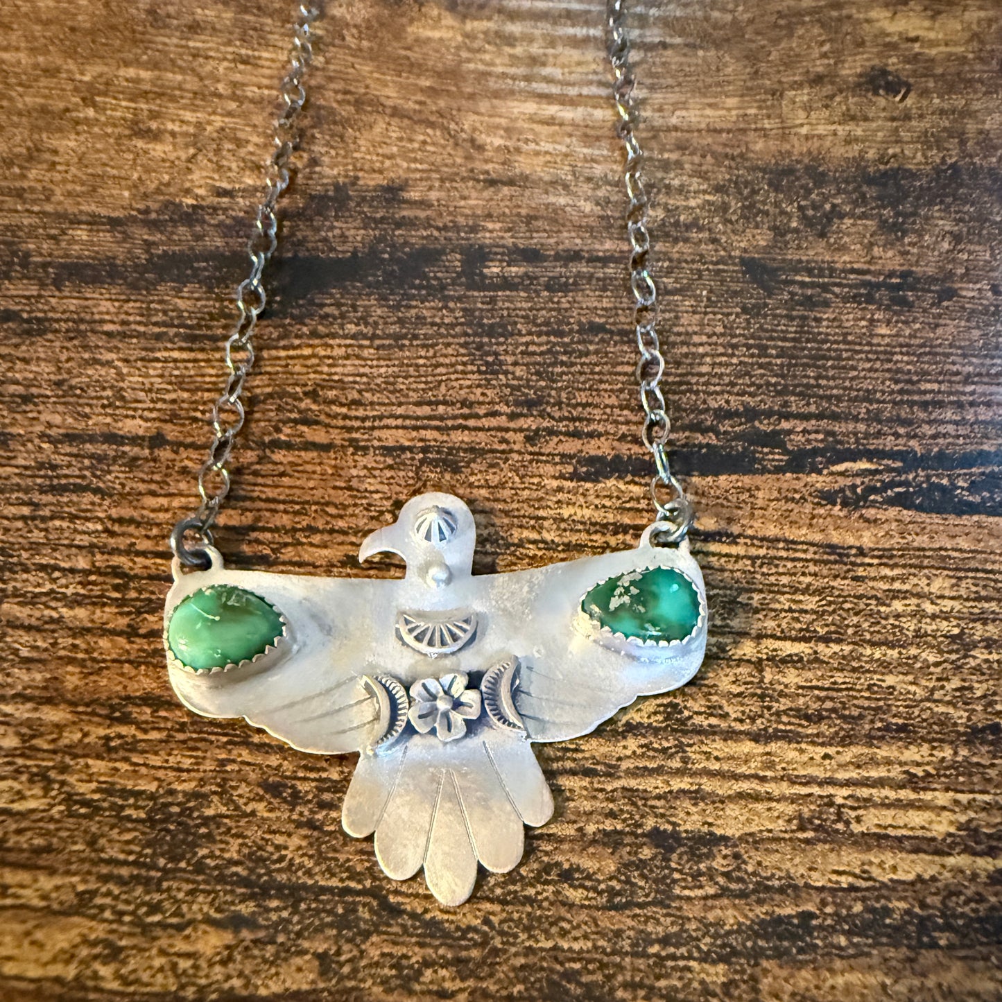 Sonoran Gold Thunderbird Necklace in Sterling Silver 18 Inch Rolo Chain Wild West Boho
