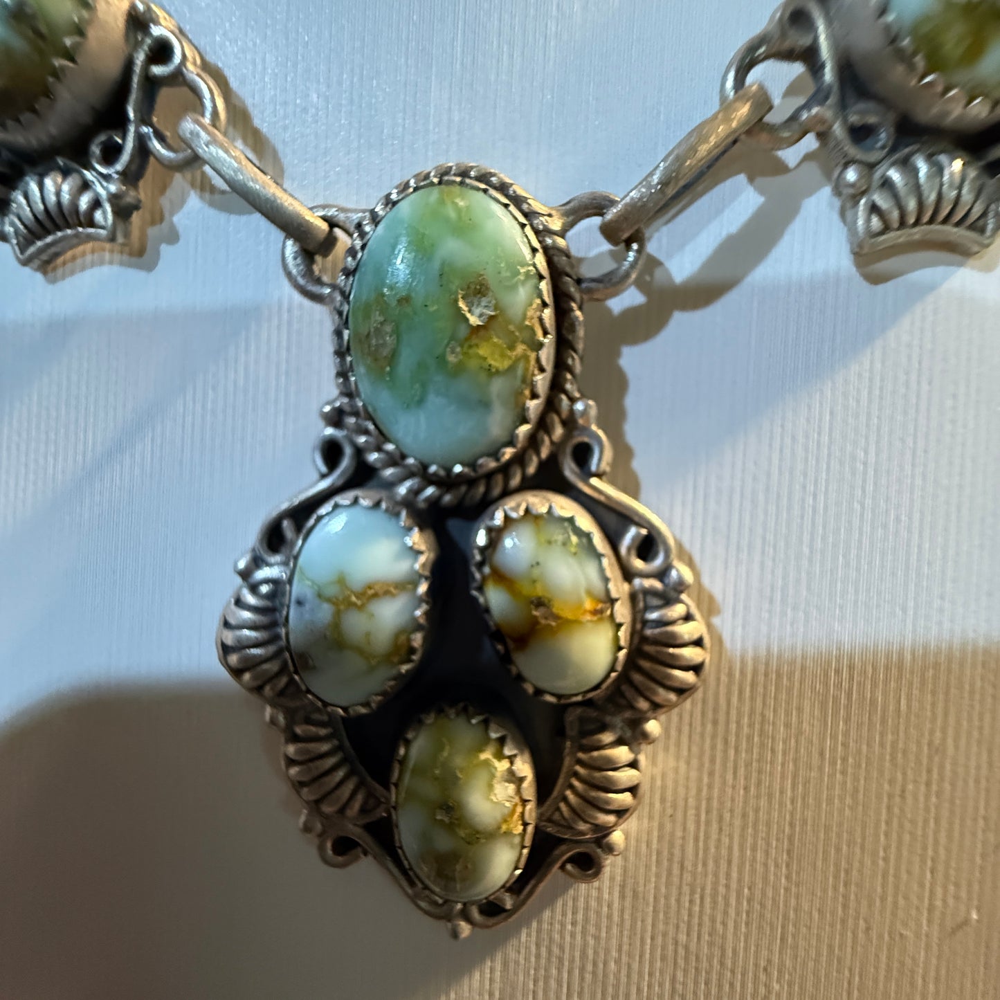 Palomino Turquoise Gemstone Statement Lariat Necklace in Sterling Silver Wild West Boho