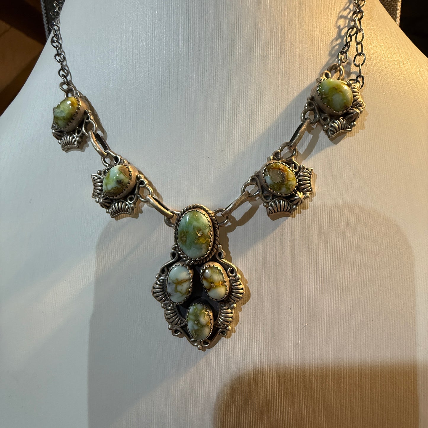 Palomino Turquoise Gemstone Statement Lariat Necklace in Sterling Silver Wild West Boho