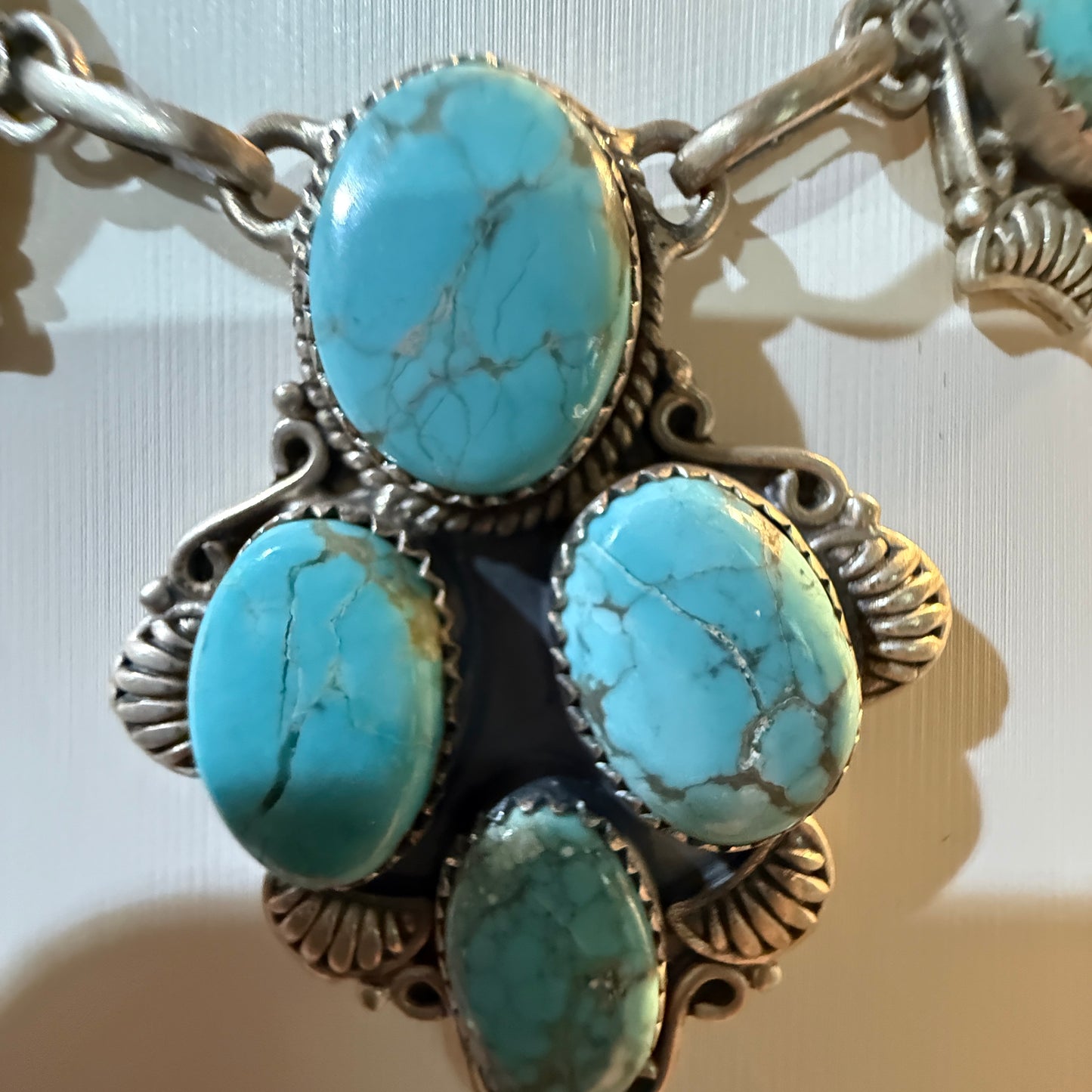 Number 8 Mine Turquoise Gemstone Statement Lariat Necklace in Sterling Silver Wild West Boho