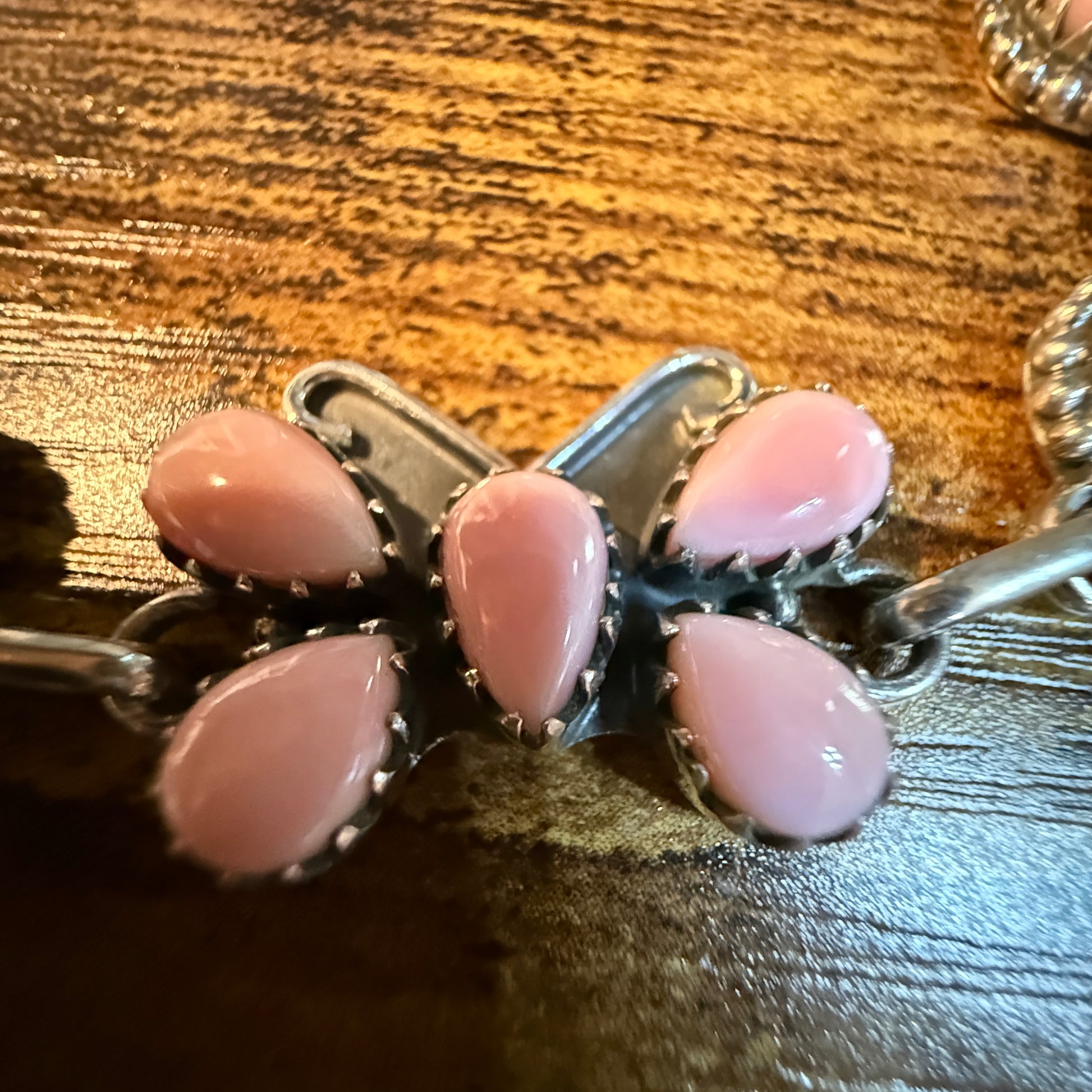 Pink Conch Orange Spiny Blue Ridge Turquoise Butterfly Link Bracelet in Sterling Silver, 7.5 Inches Wild West Boho