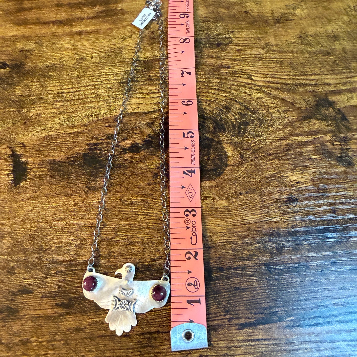 Purple Spiny Turquoise Gemstone Thunderbird Necklace in Sterling Silver, 18 Inch Rolo Chain Wild West Boho