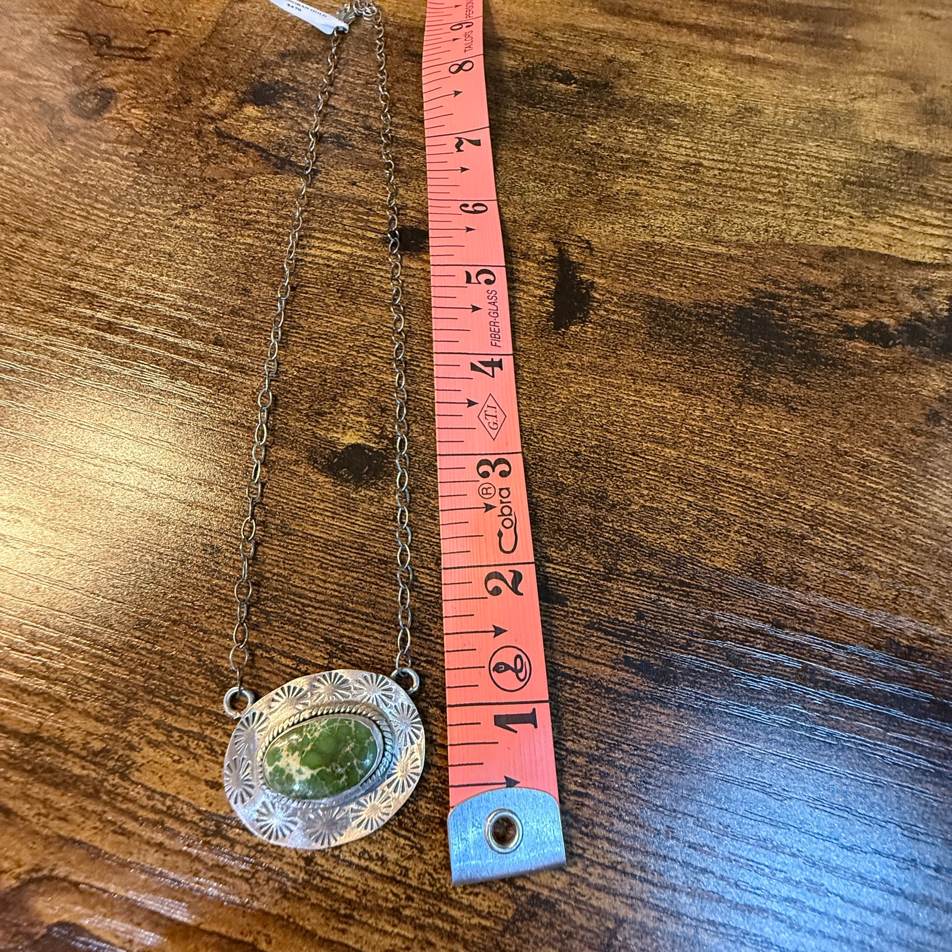 Sonoran Gold Turquoise Gemstone Pendant Necklace in Sterling Silver, 18 Inch Chain Wild West Boho