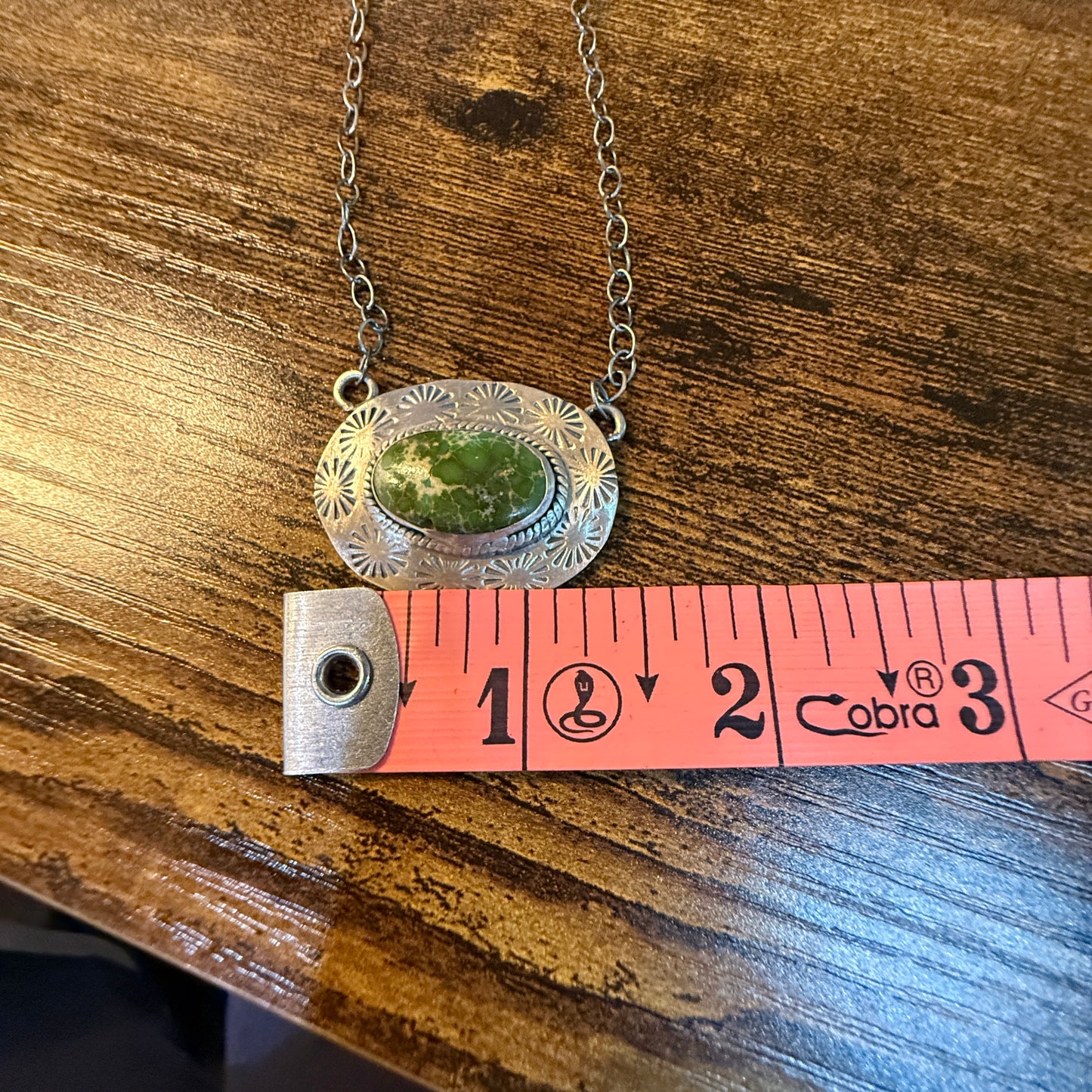 Sonoran Gold Turquoise Gemstone Pendant Necklace in Sterling Silver, 18 Inch Chain Wild West Boho