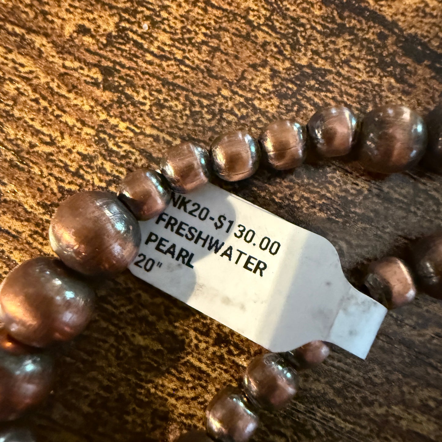 Genuine Copper 3mm to 6mm Fresh Water and Copper Graduated Pearl Necklace, 20 Inch Wild West Boho