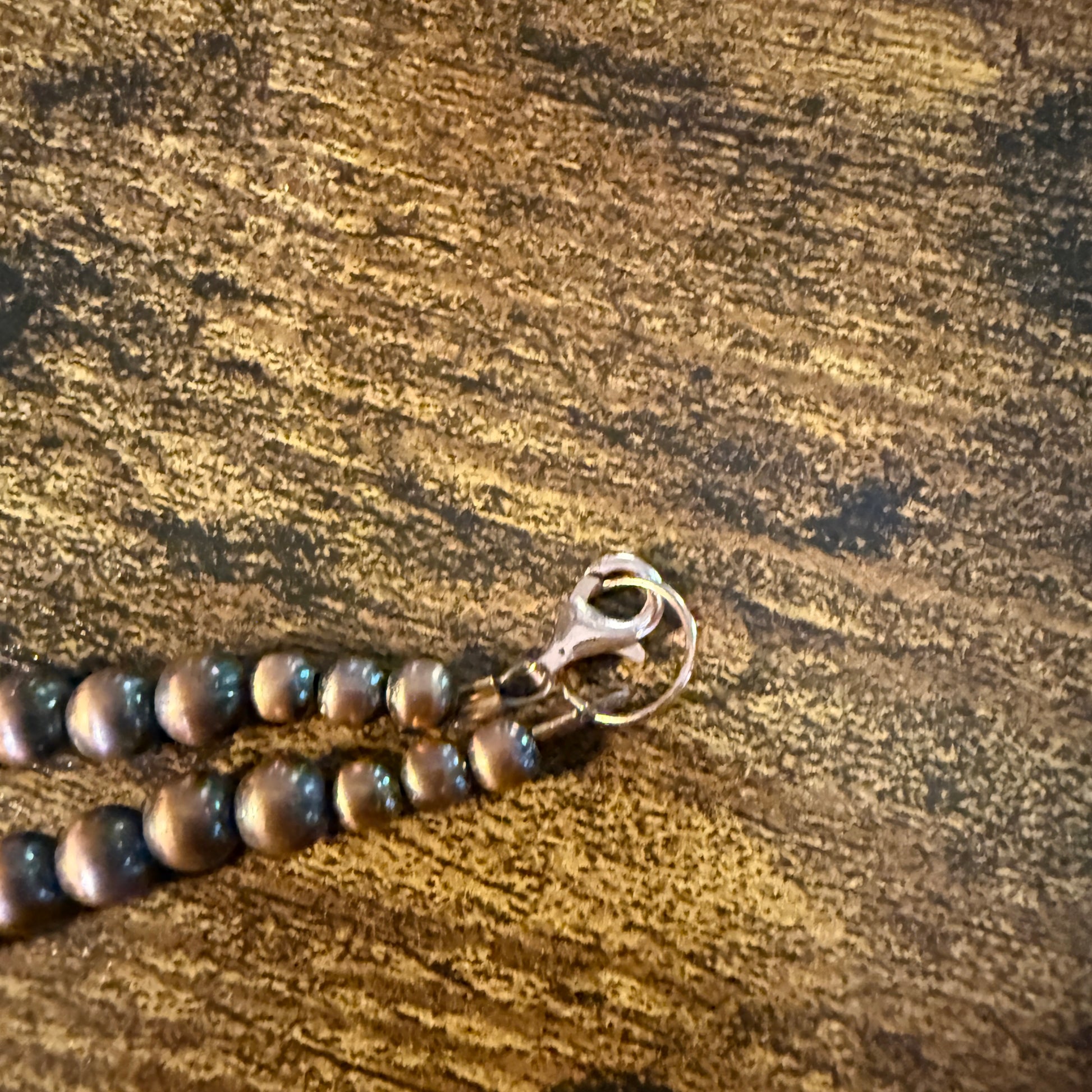 Genuine Copper 3mm to 6mm Fresh Water and Copper Graduated Pearl Necklace, 20 Inch Wild West Boho