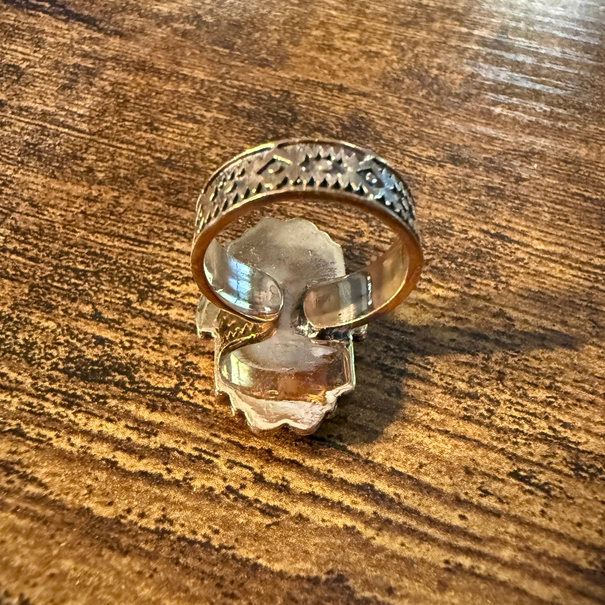 Orange Spiny Turquoise and Genuine Copper Adjustable Ring Wild West Boho
