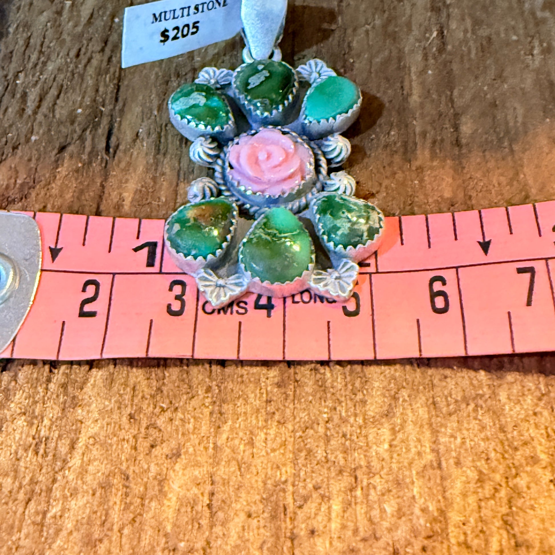 Sonoran Gold and Pink Conch Rose 2 Inch Cluster Pendant in Sterling Silver Wild West Boho