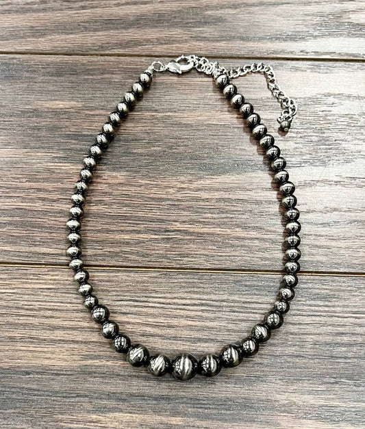 Handmade Navajo Bead Necklace 16 Inch Graduated 14mm Beads