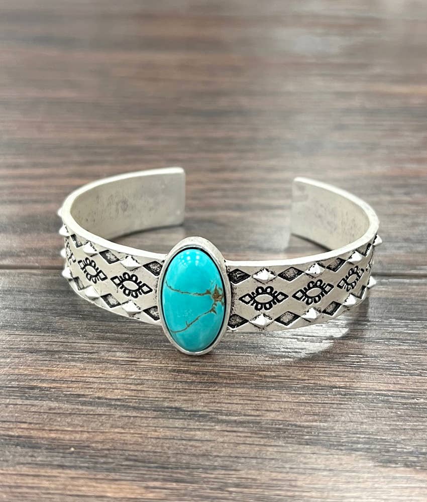 Navajo Turquoise Cuff Bracelet Natural Stone Jewelry
