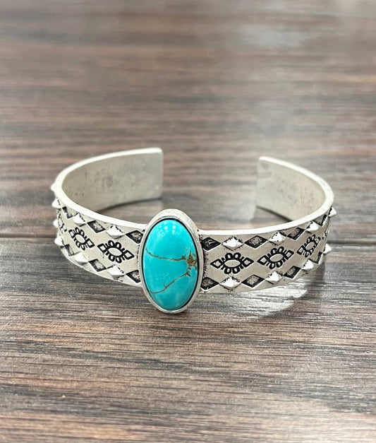 Navajo Turquoise Cuff Bracelet Natural Stone Jewelry