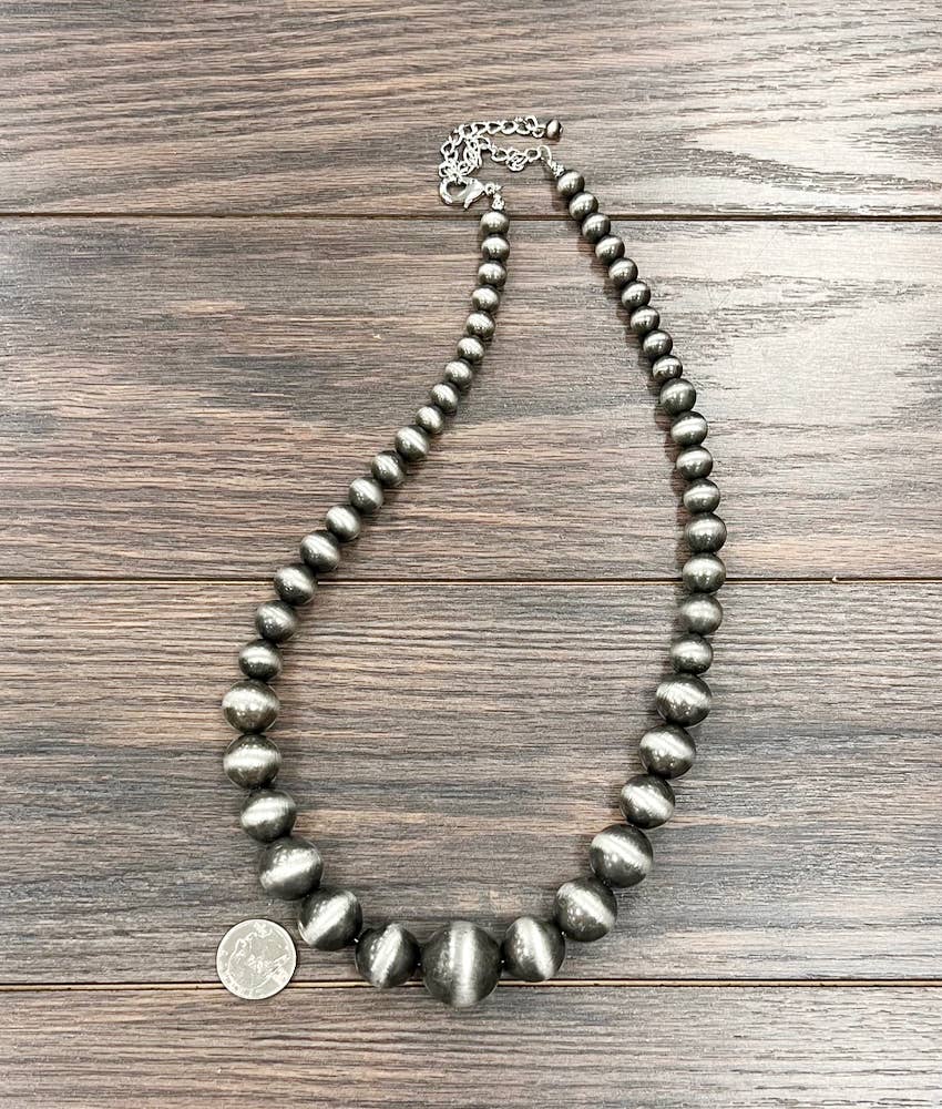 Very Big Graduated Navajo Bead Necklace 24 To 29 Inches
