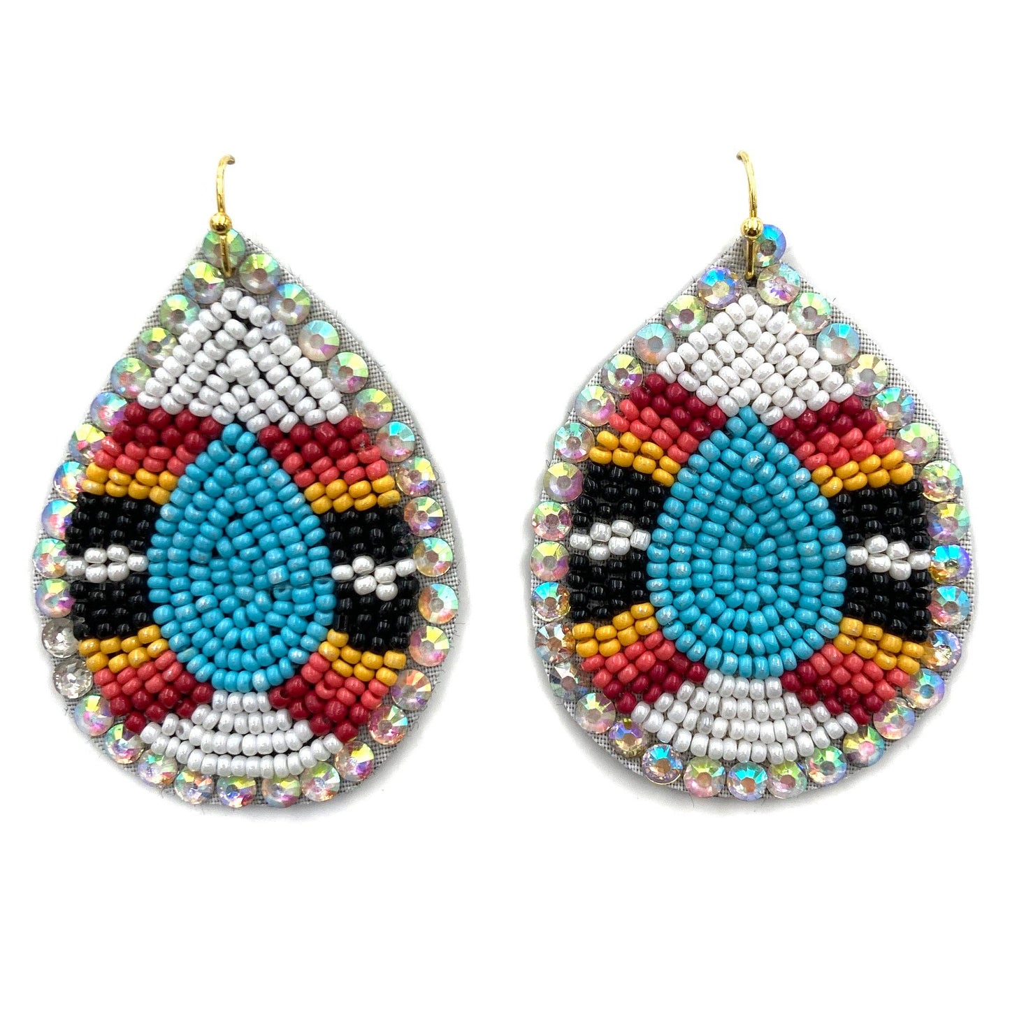 Vibrant Southwestern Teardrop Beaded Dangle Earrings - Silver Elegant