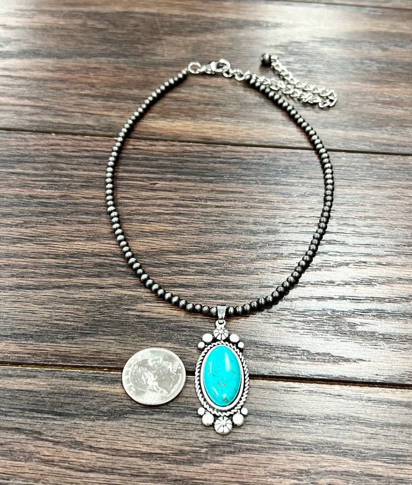 Navajo Turquoise Bead Necklace 4mm 15 To 20in Extender