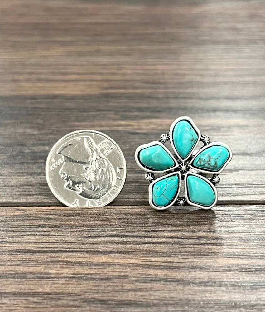 Navajo Turquoise Ring With Adjustable Brass Dual Band