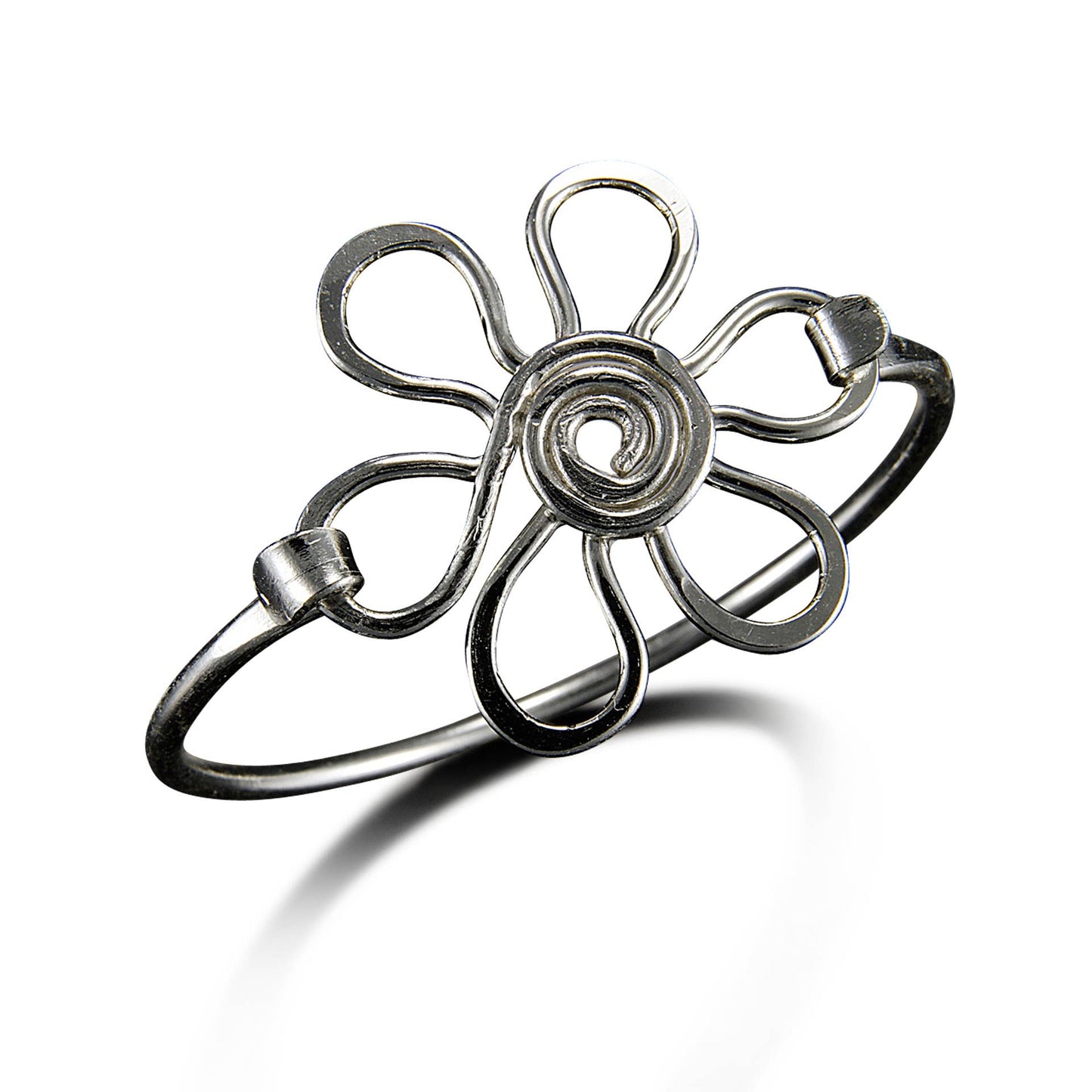 Silver Plated Daisy Brass Bangle Bracelet Handmade By Artisans