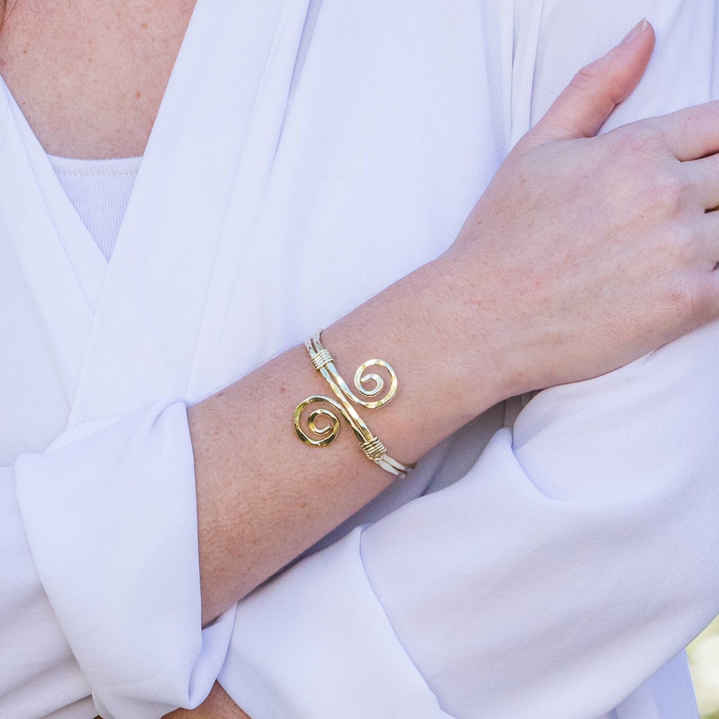 Gold Plated Adjustable Cuff Bracelet - Narrow S SpiralGold Plated Adjustable Cuff Bracelet - Narrow S Spiral - Premium  from Anju Jewelry - Just $20! Shop now at Silver Elegant