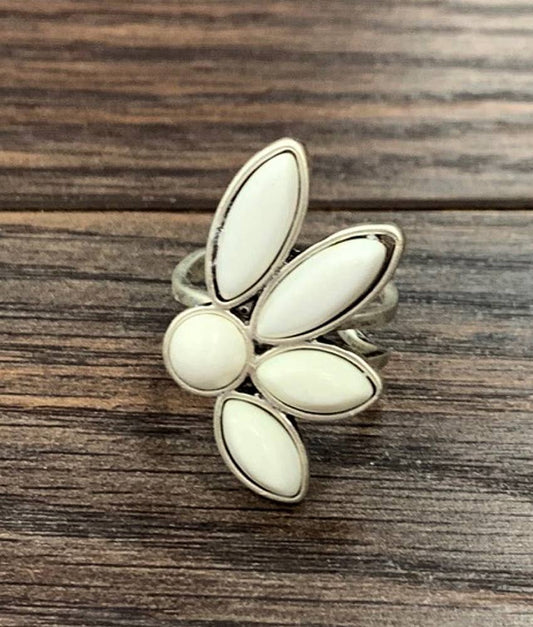 Boho White Turquoise Adjustable Statement Cuff Ring for Stylish Comfort