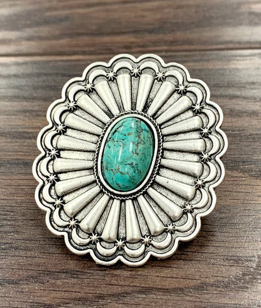 Concho Turquoise Adjustable Statement Cuff Ring for Stylish Look, Boho Native Ring