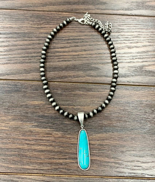 Navajo Bead Turquoise Necklace 8mm Adjustable 16 21 Inches