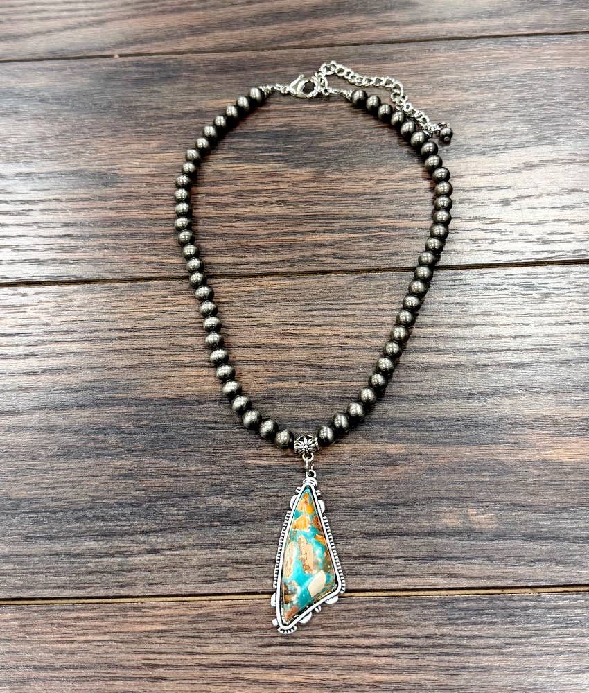 Western Gemstone Necklace Adjustable 16 To 21 Inches With Navajo Style Beads