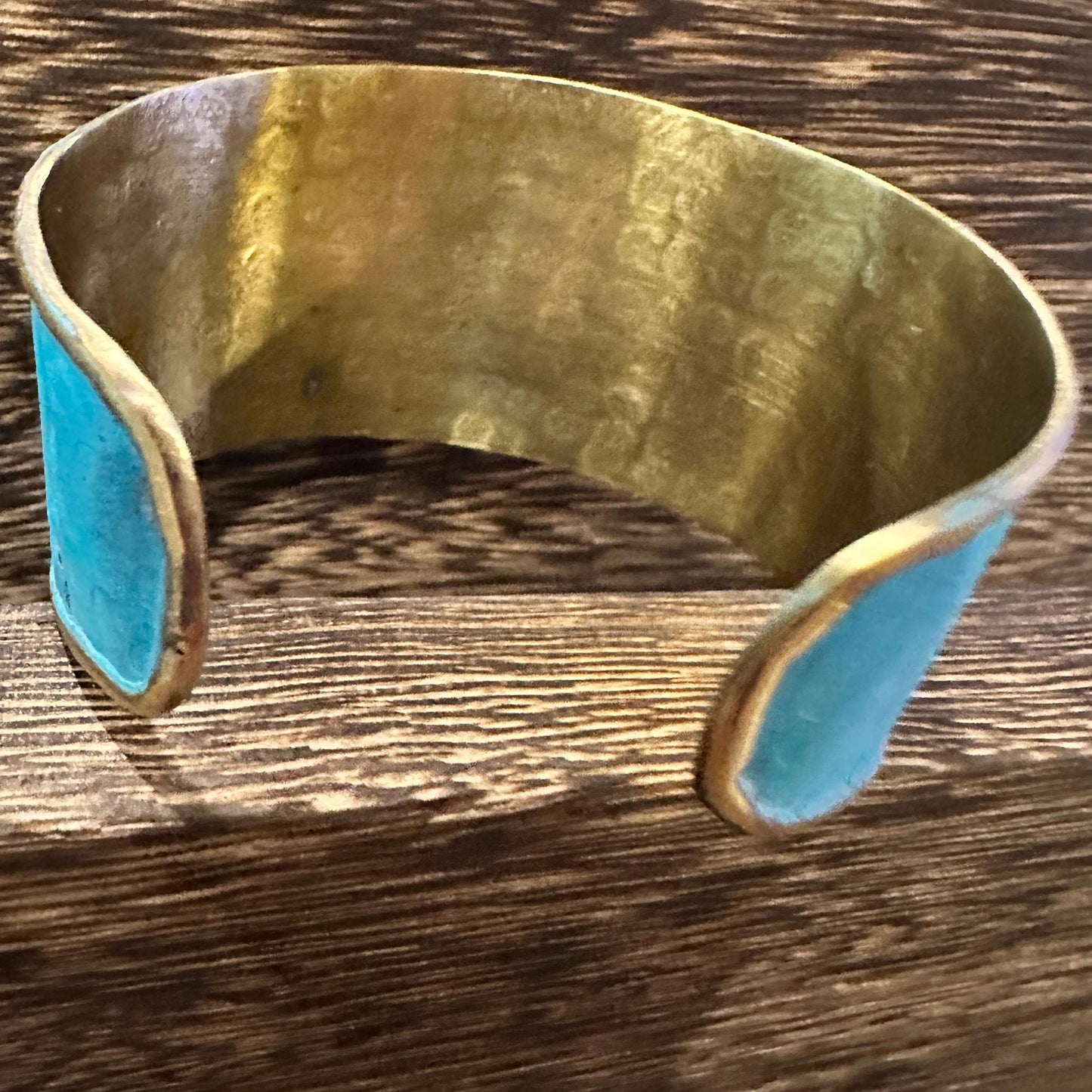 Aqua Patina Swirl Adjustable Cuff Bracelet Handcrafted 2 Inch Wide Brass Gift Boxed