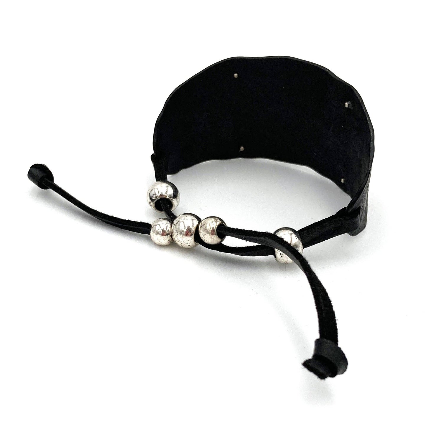 Cross Turquoise Rhinestone Beaded Western Bracelet Cuff With Adjustable Leather Straps In Patina Turquoise Blue And Dark Brown