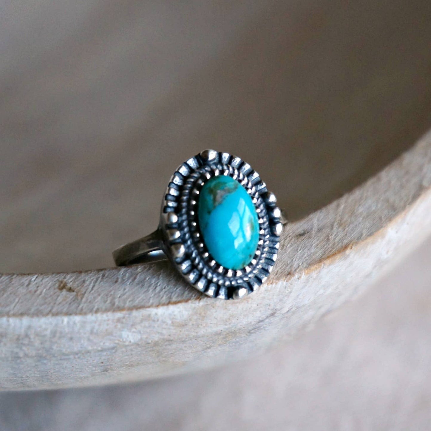 Boho Native American Turquoise Elegance: Adjustable Sterling Silver Ring, Gift Box