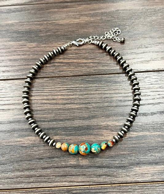 Handmade Navajo Style Multicolor Gemstone Necklace 15 to 20 Inch Adjustable Extender