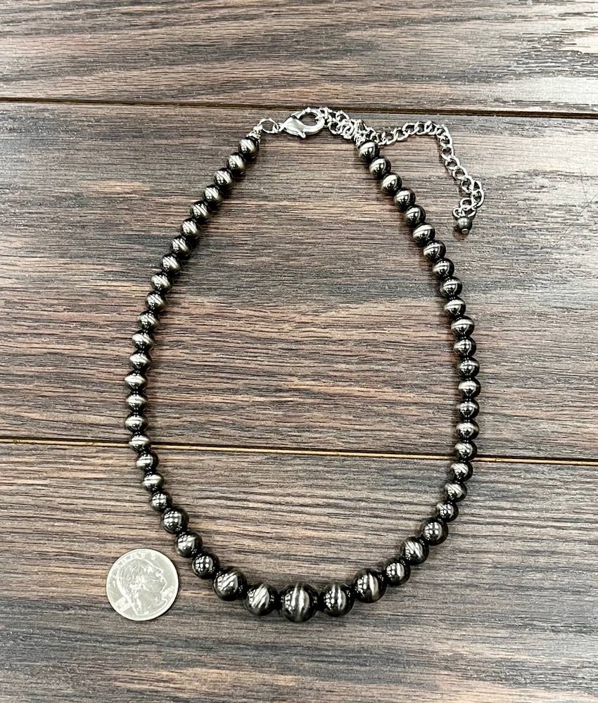Handmade Navajo Bead Necklace 16 Inch Graduated 14mm Beads