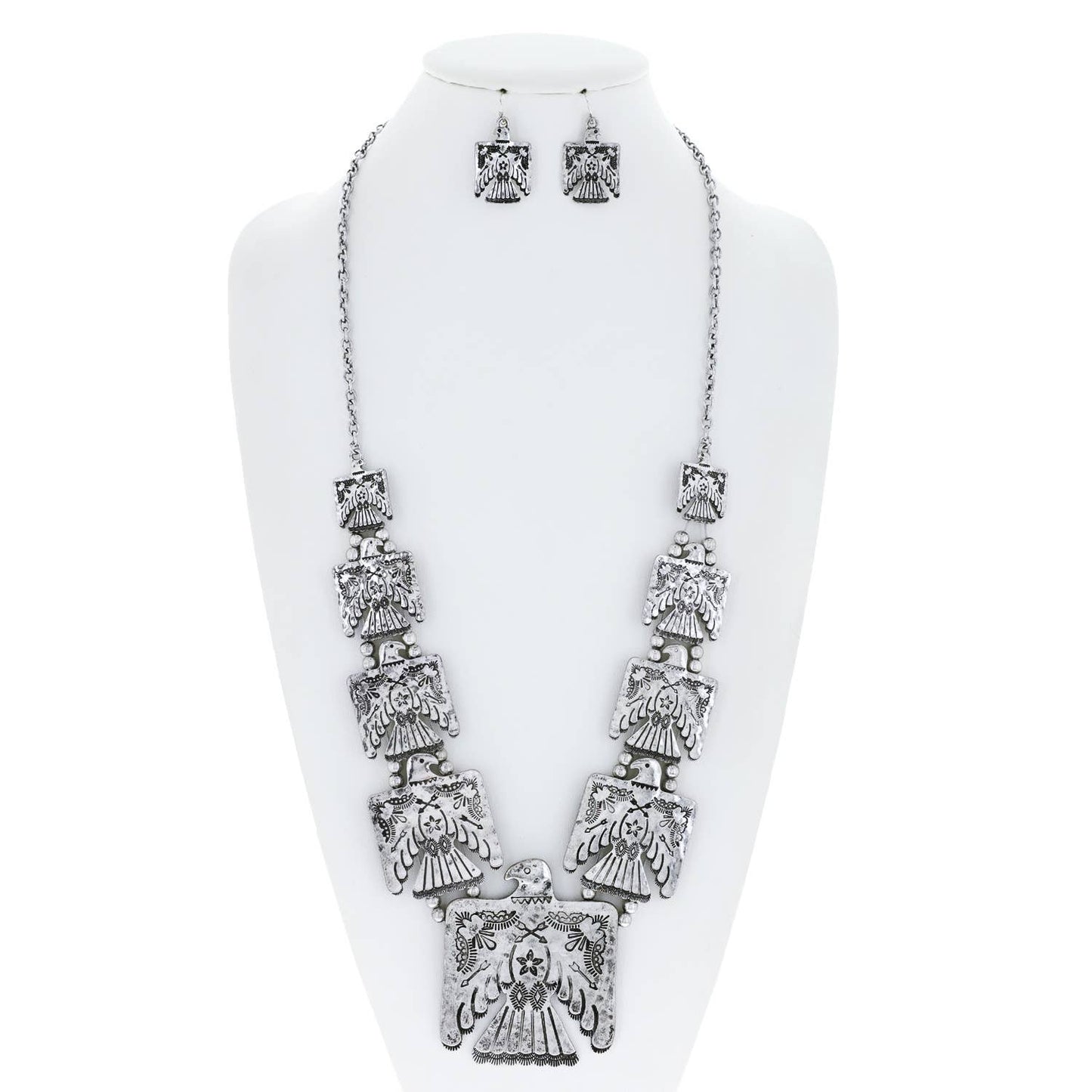 Thunderbird Multi Charm Western Necklace With Layered Charms and Earring Set