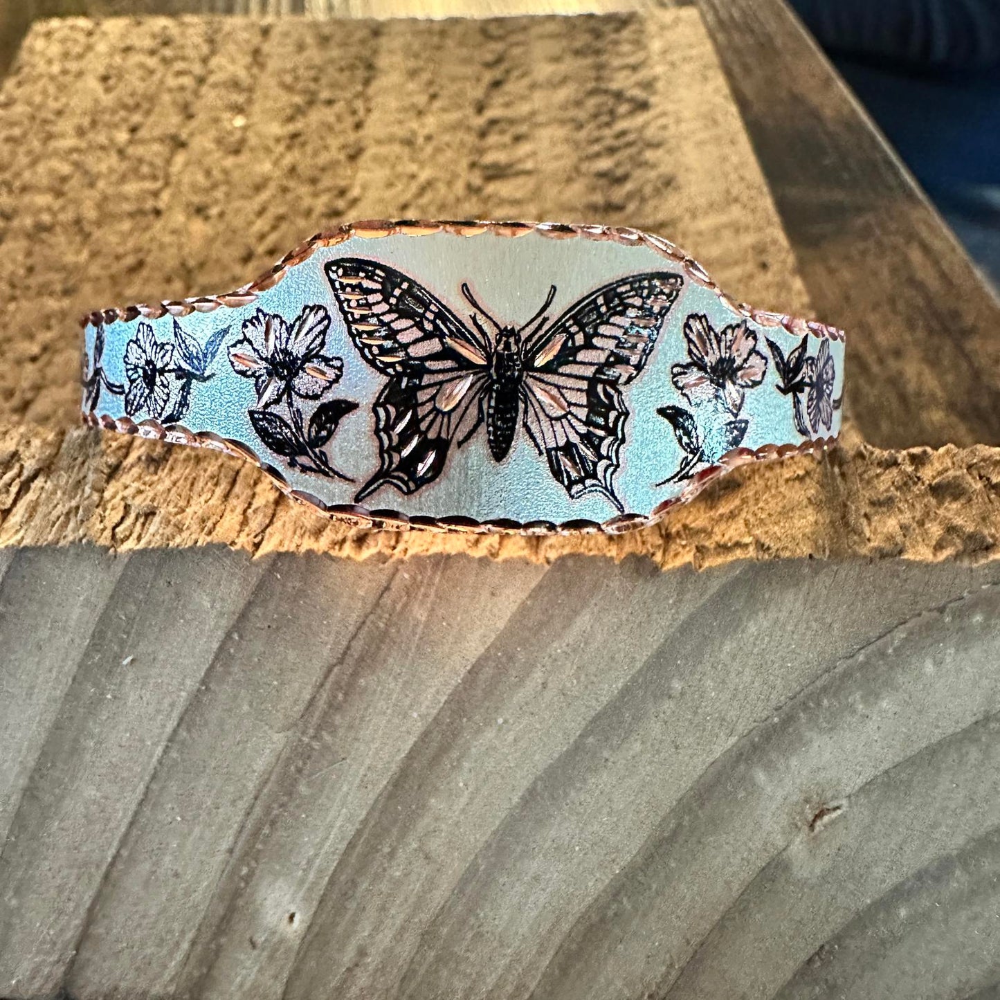 Boho Copper Diamond Cut Elegant Butterfly Cuff Bracelet ,Gift Box