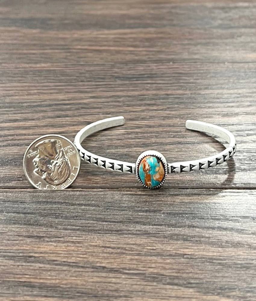 Oval Natural Gemstone Cuff Bracelet, Antique Silver Nickel Free