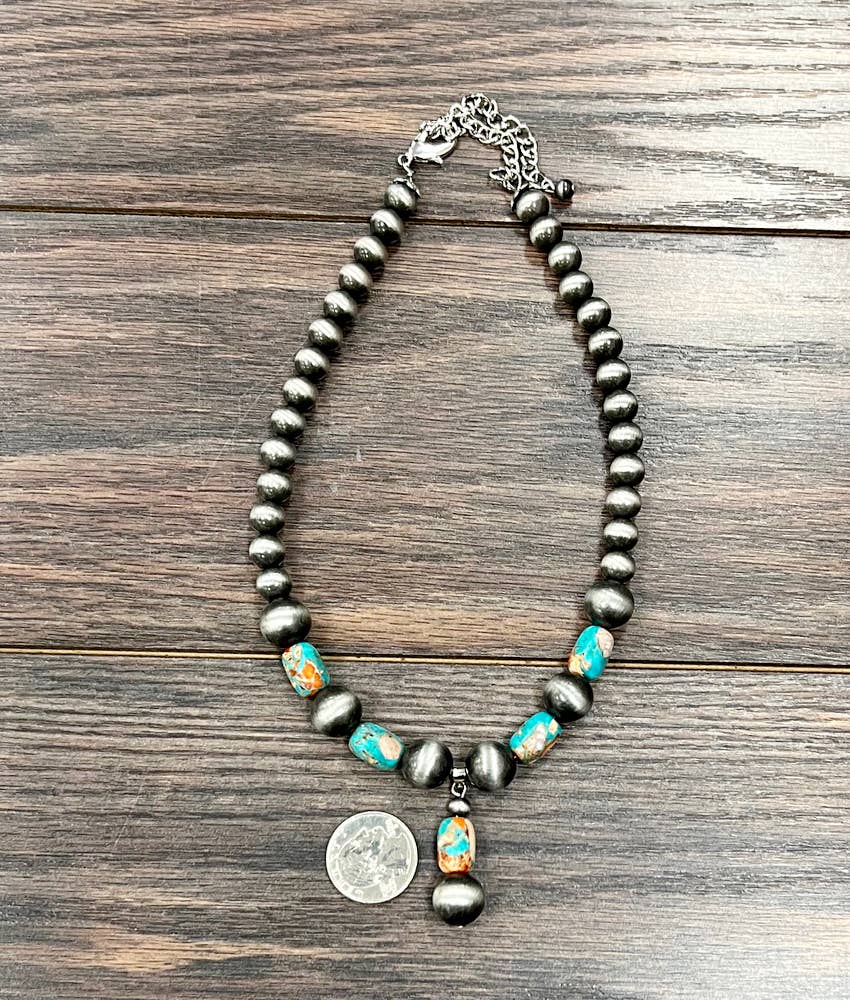 Handmade Navajo Style Multicolor Gemstone Necklace 16 To 21 Inches Adjustable Pendant