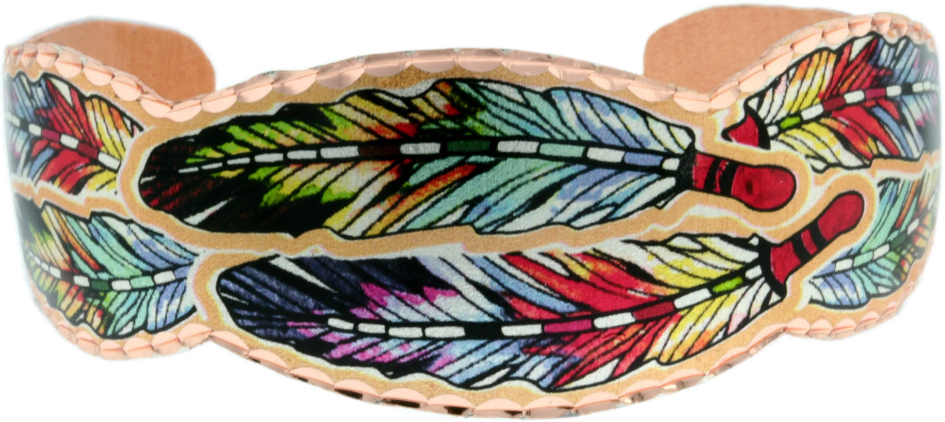 Handmade Boho Native American Cuff Bracelet, Colorful Feather Copper Bracelet, Gift BoxHandmade Boho Native American Cuff Bracelet, Colorful Feather Copper Bracelet, Gift Box - Premium boho bracelet from COPPER ARTS INC. - Just $32! Shop now at Silver Elegant