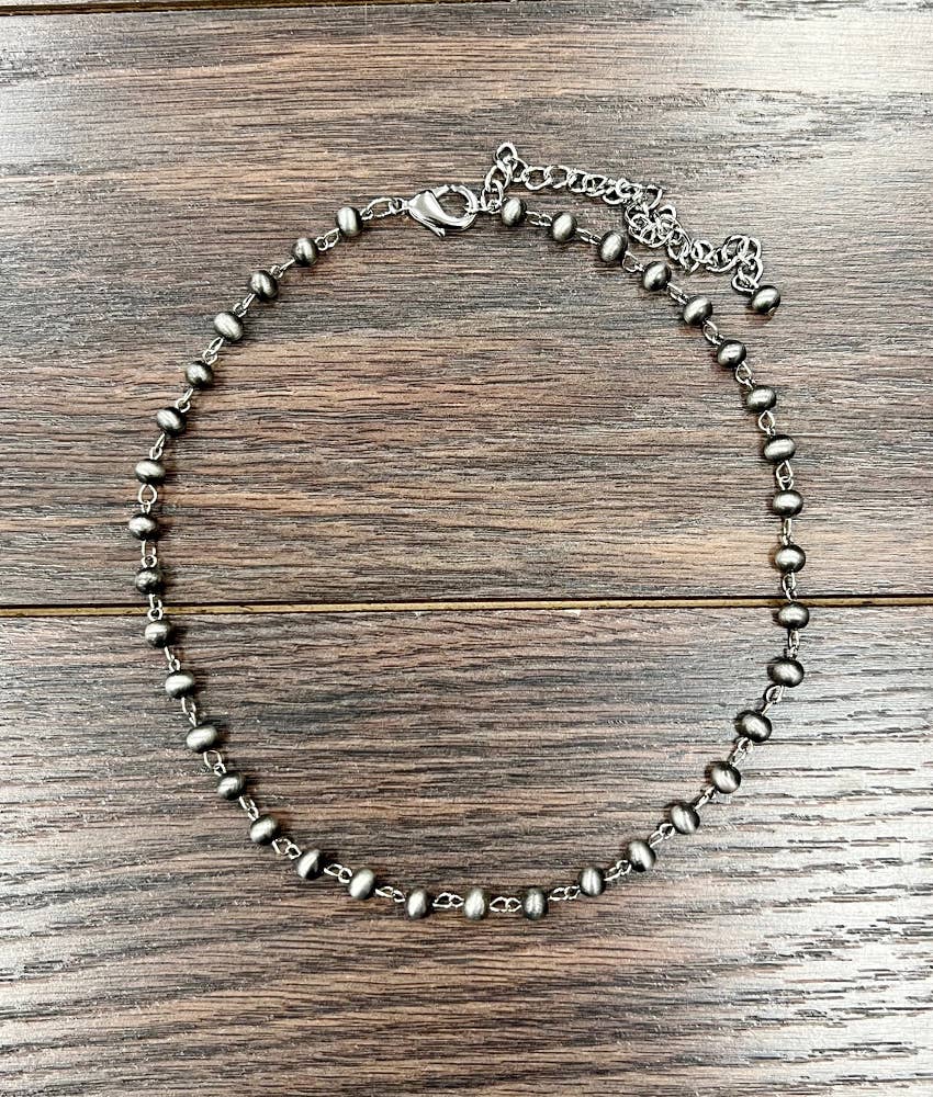 Handmade Navajo Bead Interlocked Necklace 16 to 21 Inches Long 6mm Beads