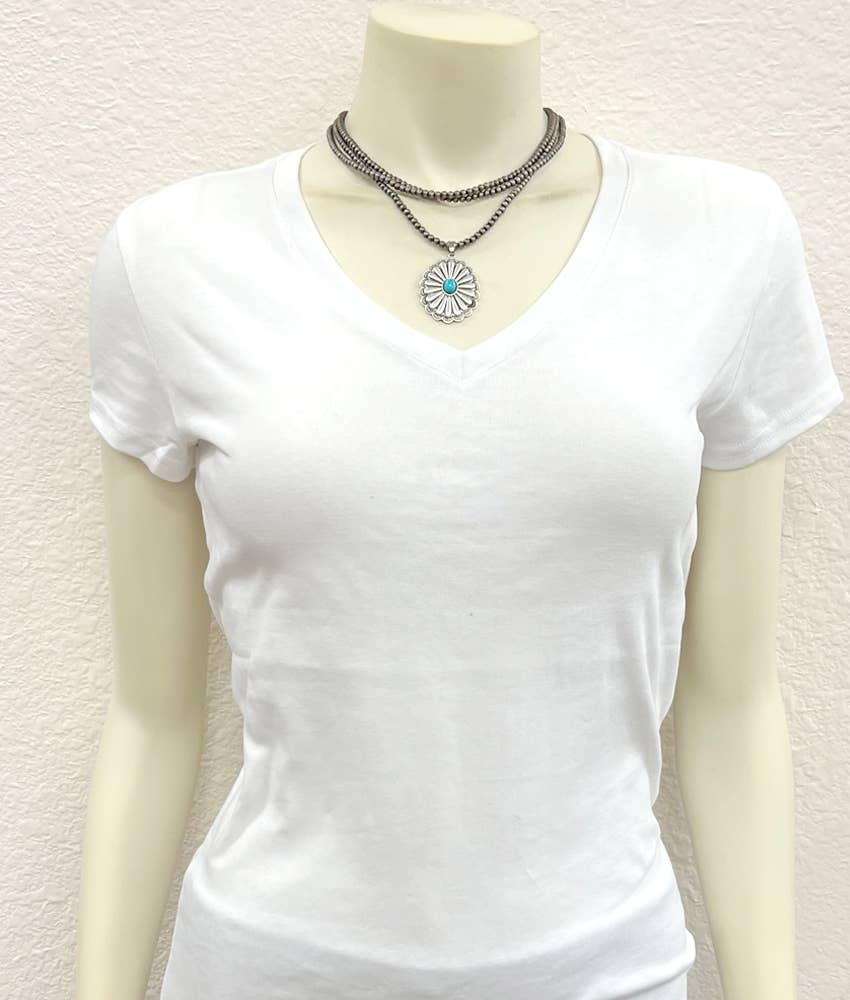 Handmade 3 Strand Navajo Bead Necklace Turquoise Concho