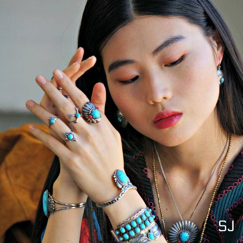 Native American Headdress Turquoise Cuff Statement Ring, Genuine Sterling Silver & Turquoise Stone, Gift BoxNative American Headdress Turquoise Cuff Statement Ring, Genuine Sterling Silver & Turquoise Stone, Gift Box - Premium indian cuff ring from Sowell Jewelry - Just $128! Shop now at Silver Elegant