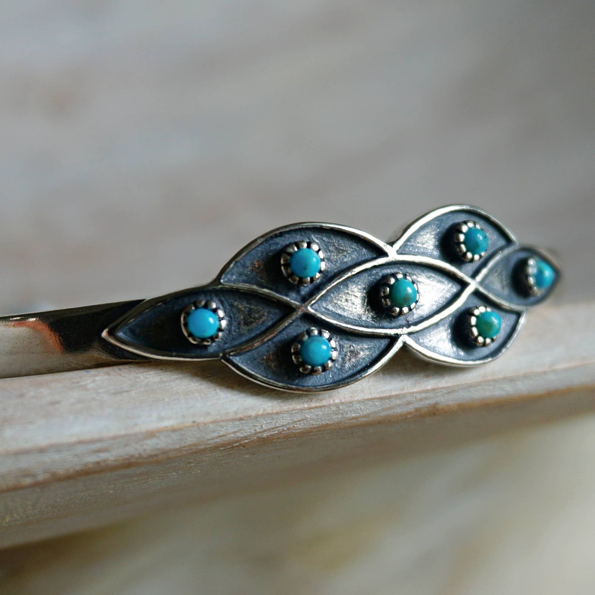 Native American Lucia Turquoise Adjustable Cuff Bracelet in Sterling Silver, Comes in Gift Box - Silver Elegant