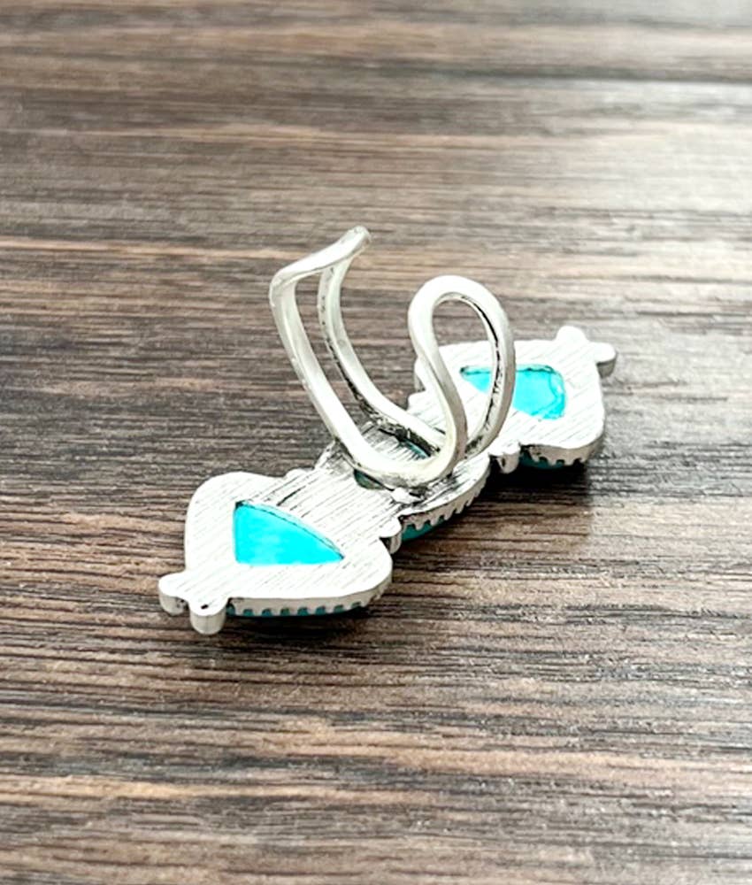 Two Inch Navajo Turquoise Ring Brass Dual Adjustable Band